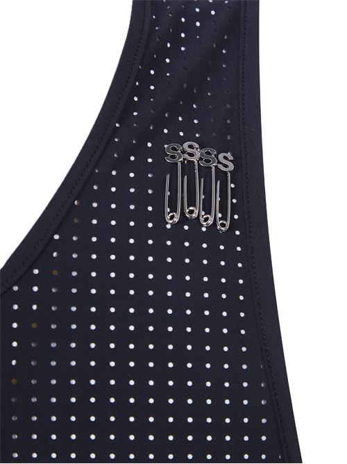 Satisfyperforated safety-pin tank top SATISFY | 111460000100001 BLACK SA